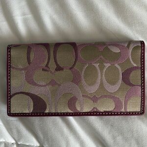 Coach Signature Canvas Wallet - Purple and Tan